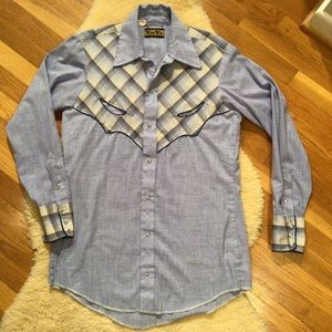 Vintage Tem Tex western smile pocket button down shirt